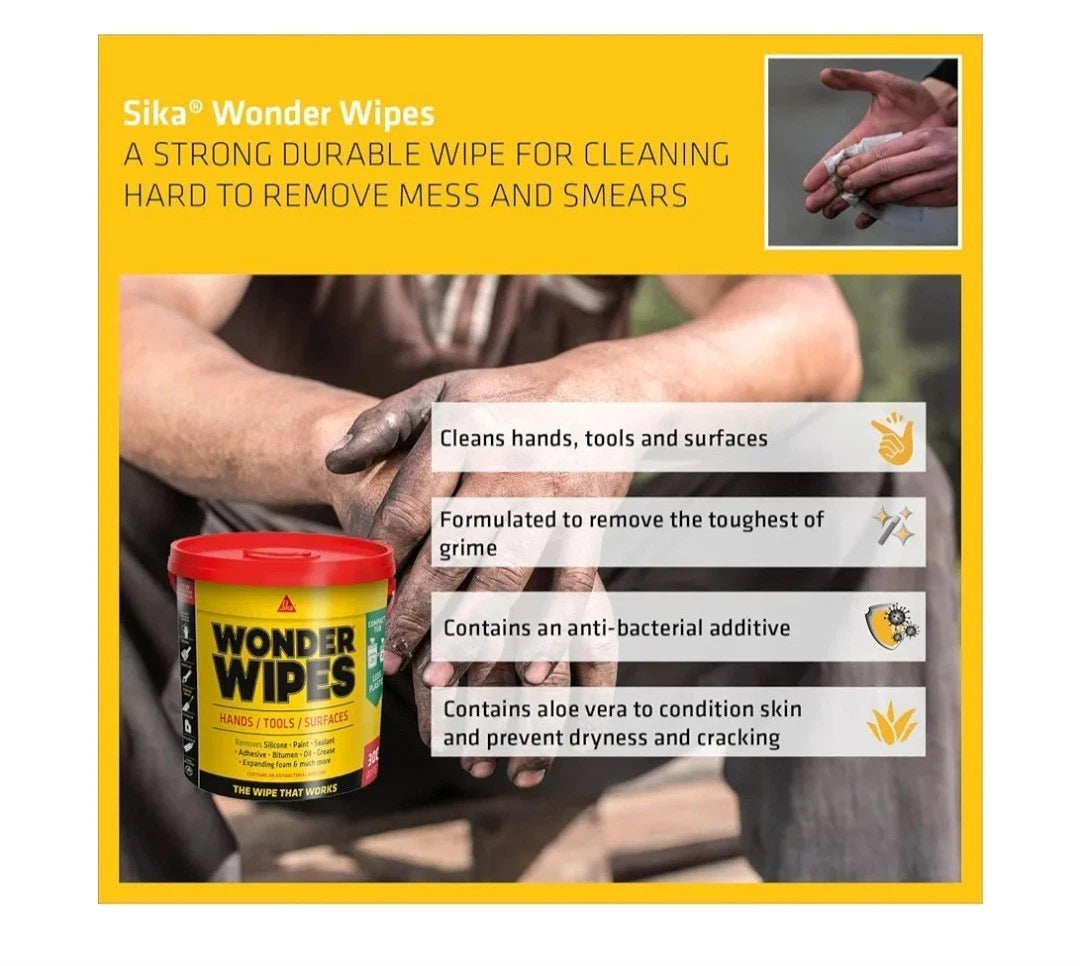 Everbuild Multi Use Wonder Wipes 300 Wipes | Cleans hands, tools and surfaces.