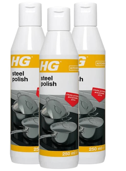 HG Steel Polish, Steel, Chrome & Copper | 3in1 Polish, Cleaner & Protector | 250ml