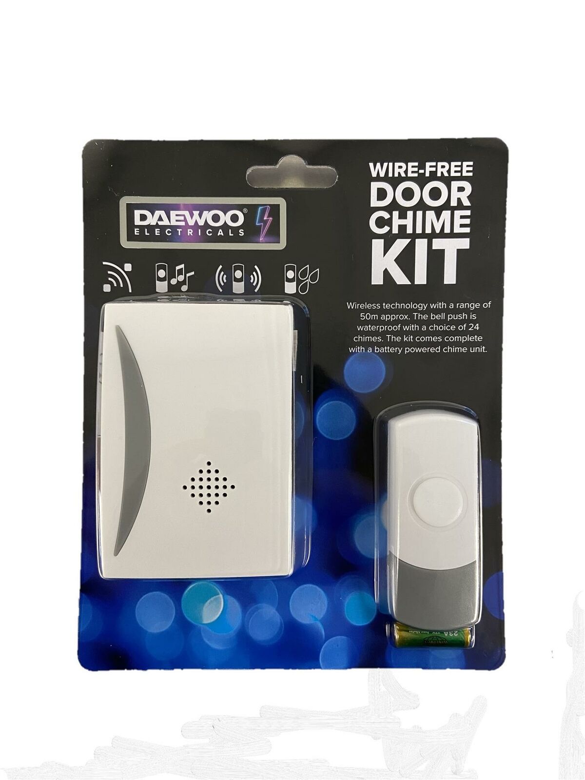 Daewoo Wire-Free Door Chime Kit |  Battery Powered Chime | White