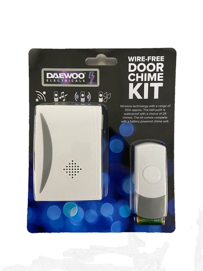 Daewoo Wire-Free Door Chime Kit |  Battery Powered Chime | White