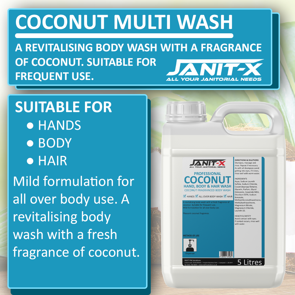 Janit-X Professional Coconut Hand, Body & Hair Wash 5 litre - NWT FM SOLUTIONS