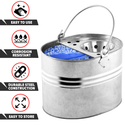 Fixtures Galvanised Stainless Steel Mop Bucket 11L