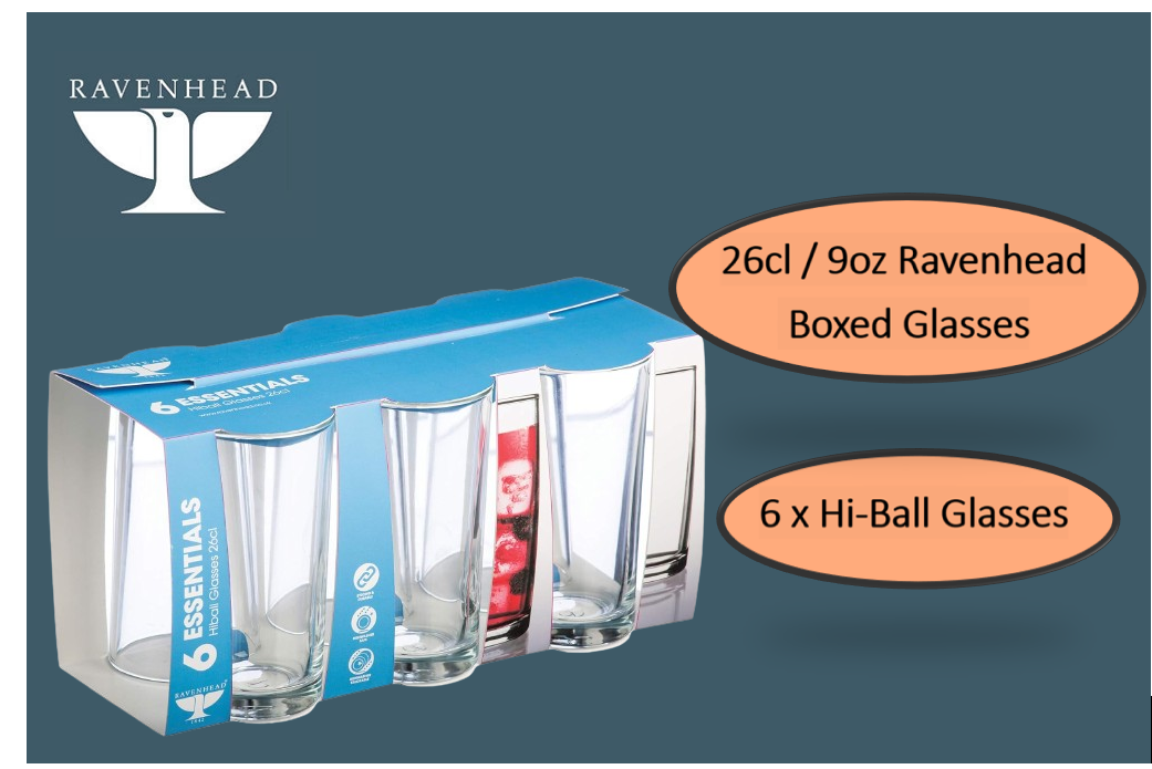 Ravenhead Essentials Sleeve Of 6 Hi-ball Glasses 26cl/9oz