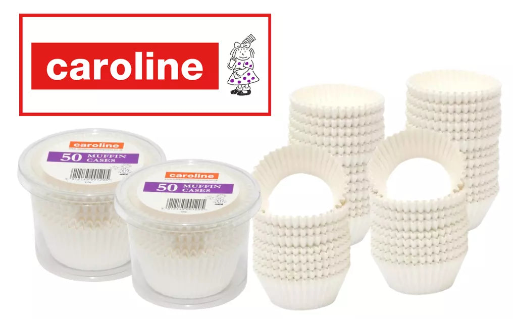 Caroline Plain White Muffin Cake Cases - Tub Of 50 Large (8Cm X 4Cm)