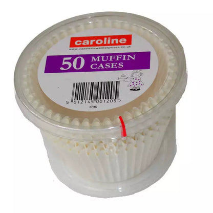 Caroline Plain White Muffin Cake Cases - Tub Of 50 Large (8Cm X 4Cm)