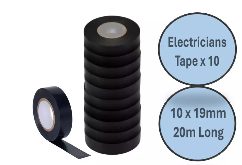 Black PVC DENCON Electrical Tape 19mm x 20M Insulation Tape (Pack of 1-10)