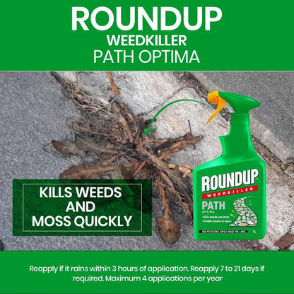 Roundup Optima Path Weed Killer | Fast Acting | Kills to the Root | 1 Litre Spray