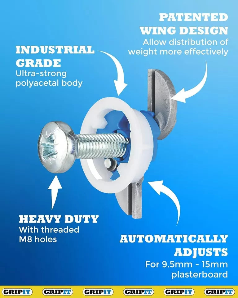 Gripit GRIP IT TV Plasterboard Fixings Wall Bracket Holds 113kg
