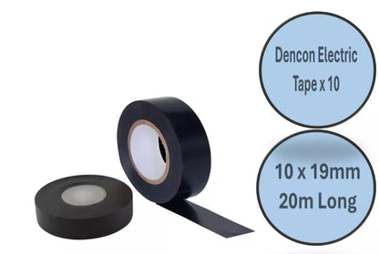 Black PVC DENCON Electrical Tape 19mm x 20M Insulation Tape (Pack of 1-10)