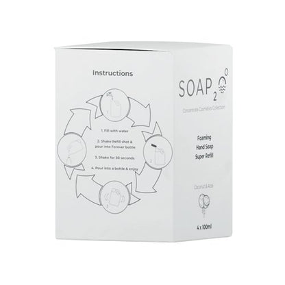 Soap2O Foaming Hand Soap Super Refill Makes 4L Pack of 4 S2OAB100