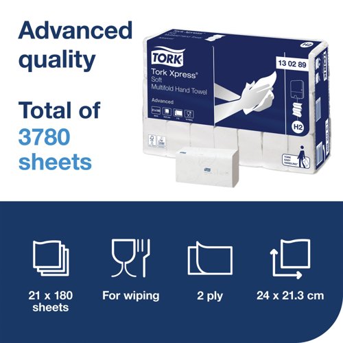 Tork Xpress Soft Multifold Hand Towel Advanced White (Pack of 21) 130289