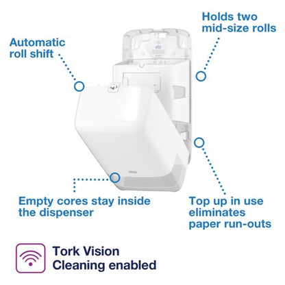 Tork T6 Twin Mid-Size Toilet Roll Dispenser White 557500
