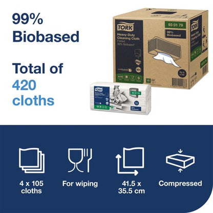 Tork Biobased Heavy-Duty Cleaning Cloth White (Pack of 420) 930179