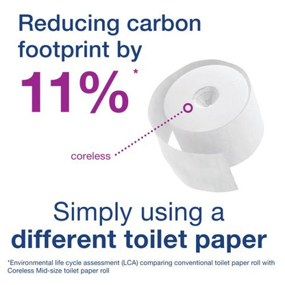 Tork T7 Coreless Mid-Size Toilet Roll Advanced 2-Ply White 900 Sheets (Pack of 36) 472199