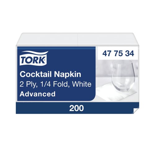 Tork Cocktail Napkins 2-Ply White (Pack of 200) 477534