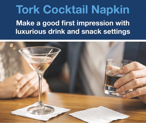 Tork Cocktail Napkins 2-Ply White (Pack of 200) 477534