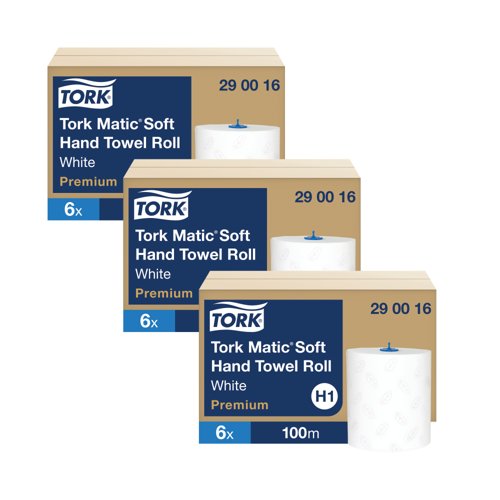 Tork Matic Hand Towel Roll H1 100m White (Pack of 6) 3For2