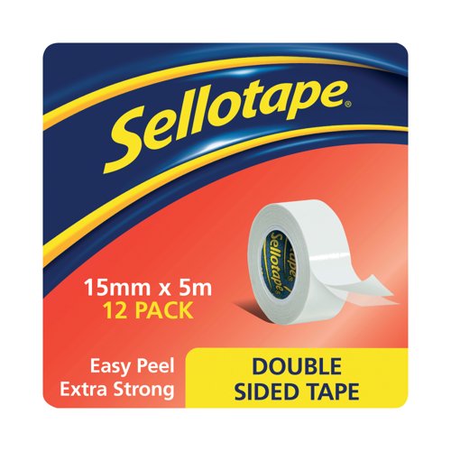 Sellotape Double Sided Tape 15mmx5m (12 Pack) 1445293