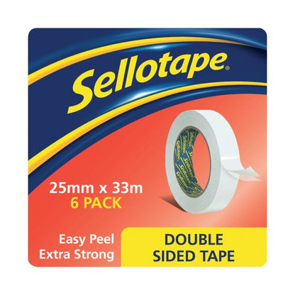 Sellotape Double Sided Tape 25mmx33m (6 Pack) 1447052