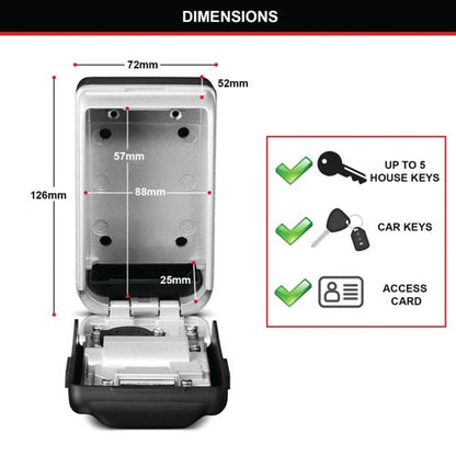 Master Lock Light Up Dial Select Access Key Lock Box Wall Mounted Grey 5425EURD