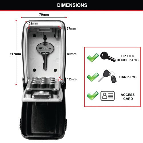 Master Lock Select Access Key Safe Box Push Button Wall Mount 5423EURD
