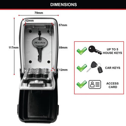 Master Lock Select Access Key Safe Box Push Button Wall Mount 5423EURD