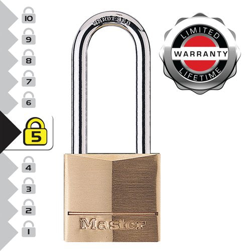 Master Lock 40mm Brass Padlock with 2 Keys Long Shackle 140EURDLH