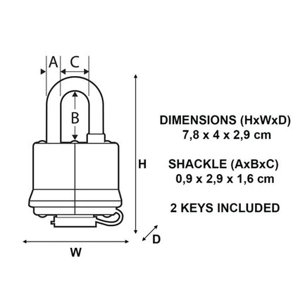 Master Lock Weather Tough Padlock with 2 Keys 7804EURD