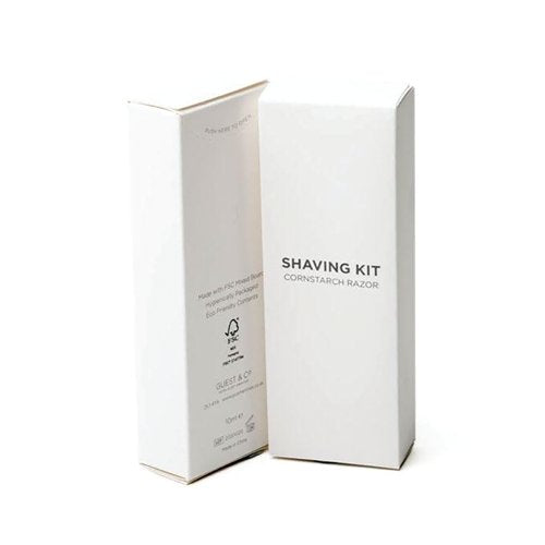 White Boxed Eco Cornstarch Shaving Kit (Pack of 250) I017