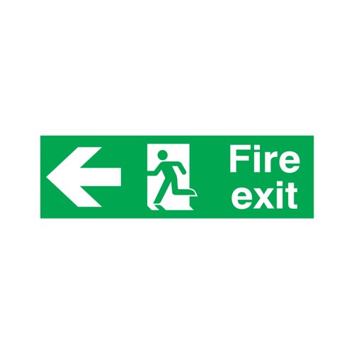 Safety Sign Fire Exit Running Man Arrow Left 150X450mm PVC FX04311R