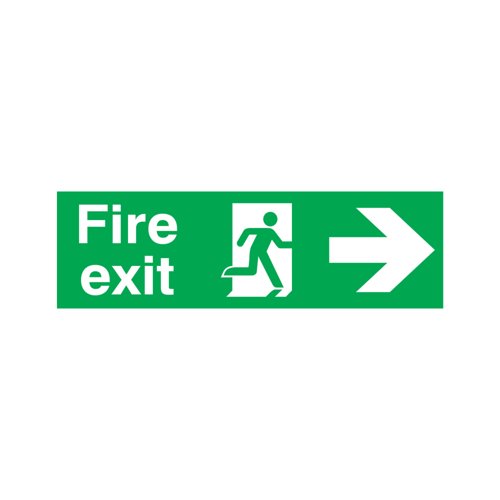 Safety Sign Fire Exit Running Man Arrow Right 150X450mm PVC FX04411R
