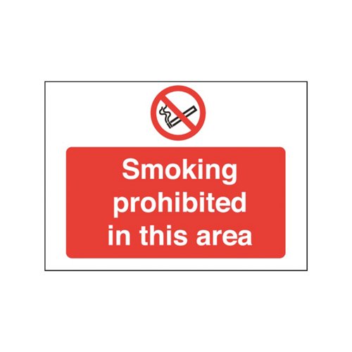 Safety Sign Smoking Prohibited In This Area 450X600mm PVC P35Z/R