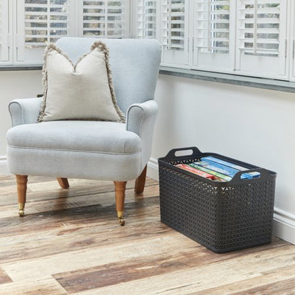Strata Extra Large Basket with Lid 42L Charcoal Grey XW131-CHA-VW