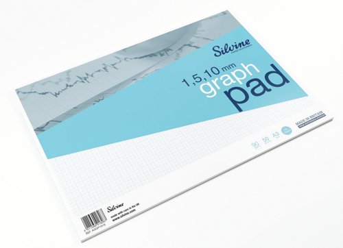 Silvine Graph Pad 1/5/10mm 50 Sheets A3 A3GP1510