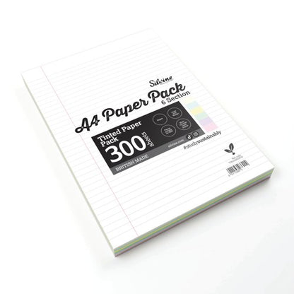 Silvine Tinted Paper SEN/Dyslexia 300 Sheets 6 Colours Ruled A4 (Pack of 5) TINA4MIXFM