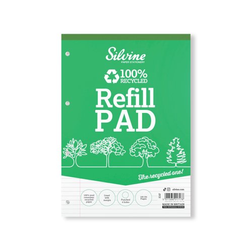 Silvine Everyday Recycled Ruled Refill Pad A4 (6 Pack) RE4FM-T