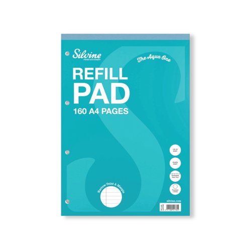 Silvine Narrow Feint Ruled Headbound Refill Pad 160 Pages A4 (6 Pack) A4RPNM