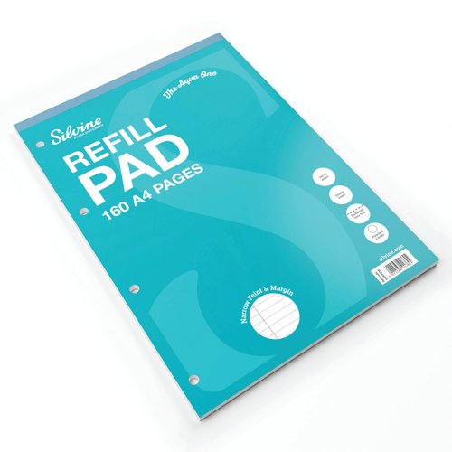 Silvine Narrow Feint Ruled Headbound Refill Pad 160 Pages A4 (6 Pack) A4RPNM