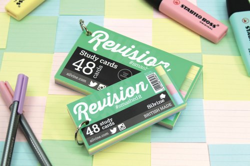 Silvine Luxpad Revision 48 Ringbound Flash Cards Ruled Assorted (Pack of 20) PADSC53
