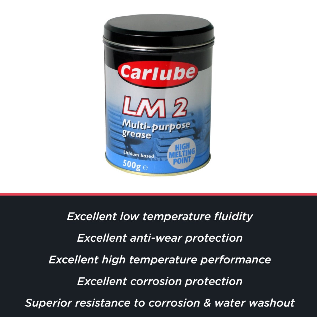 Carlube Multi-Purpose, Lithium Grease, LM 2, 500g