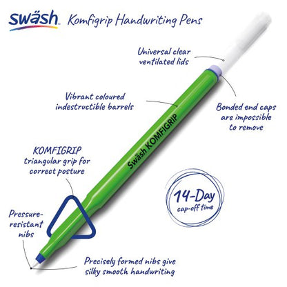 Swash KOMFIGRIP Handwriting Pen Blue (Pack of 12) THW12BU