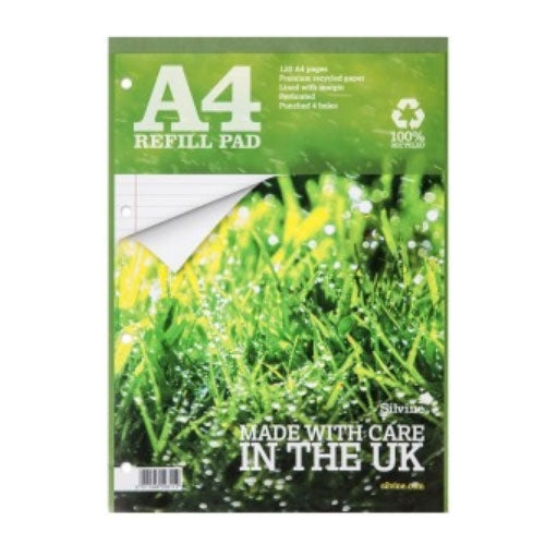 Silvine A4 80gsm Refill Pad Ruled & Margin [Pack 5]