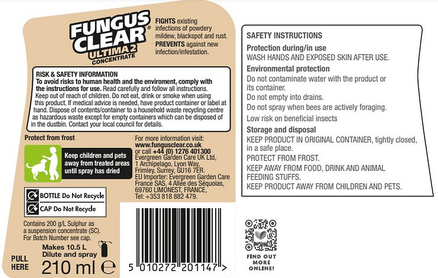 Fungusclear Ultimate '2' Concentrate, 210Ml - Protection From Black Spot, Powdery Mildew & Rust