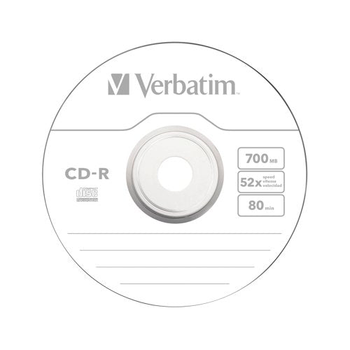 Verbatim CD-R Datalife Non-AZO 80minutes 700MB 52X Non-Printable Spindle (10 Pack) 43437