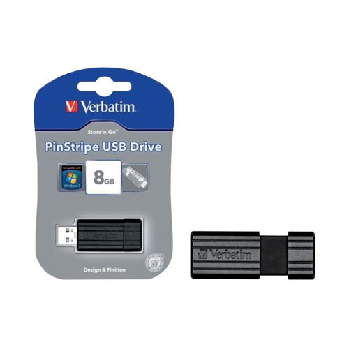 Verbatim Pinstripe USB Drive 8Gb Black 49062