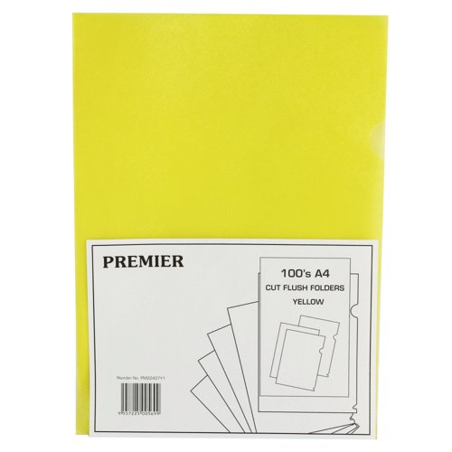 Yellow Cut Flush Folders (Pack of 100) WX01487