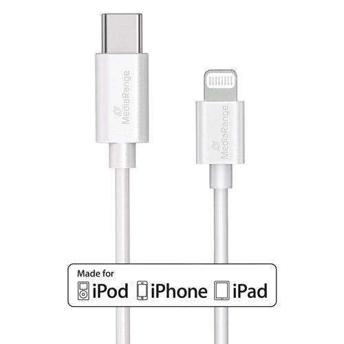 MediaRange Apple Lightning to USB Type-C Charge + Sync Cable 1m White