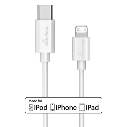 MediaRange Apple Lightning to USB Type-C Charge + Sync Cable 1m White