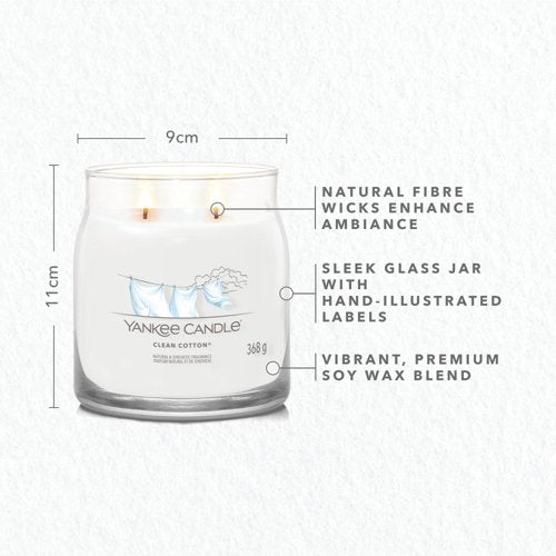 Yankee Candle Signature Medium Jar 368g Clean Cotton (Pack of 4) 1630645E