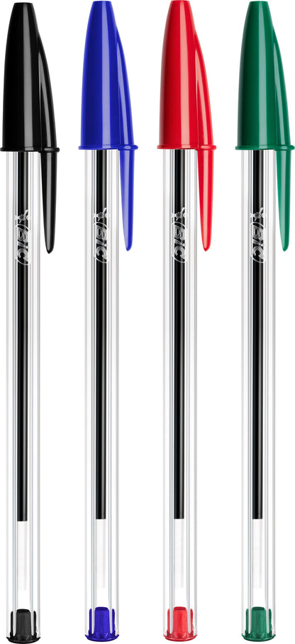 Bic Cristal Ballpoint Pen 1.0mm Tip 0.32mm Line Black/Blue/Green/Red (Pack 10) - 830865